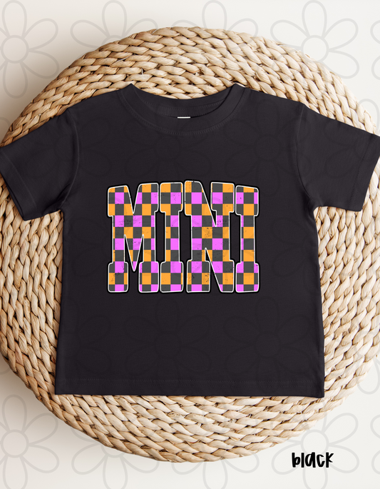 Distressed Orange Purple Checkered Mini Kids Completed Tee