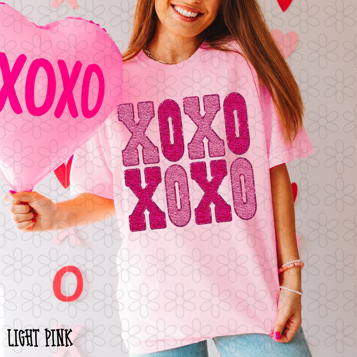 Double XOXO Pink Glitter DTF Transfer
