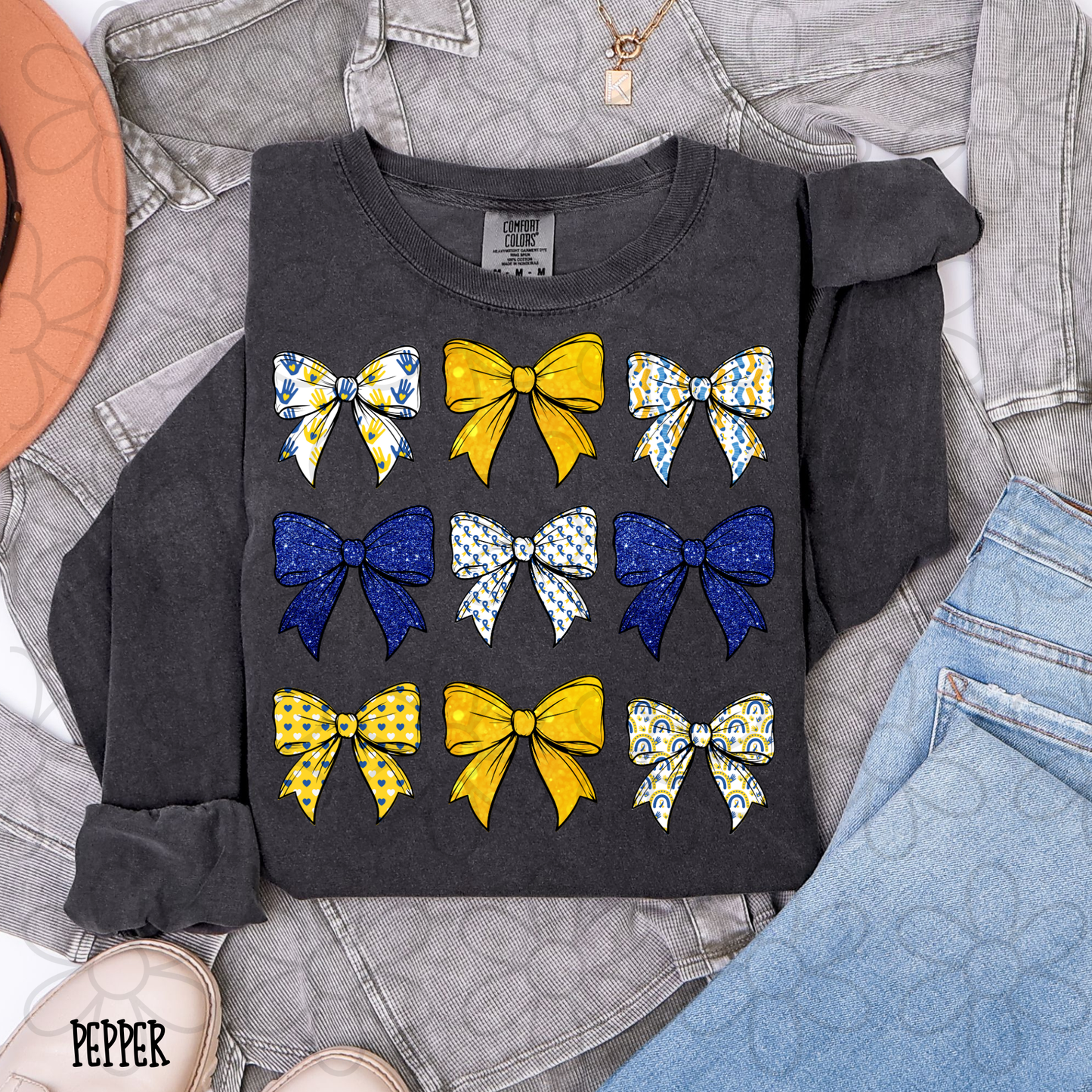 Down Syndrome Awareness Bows Kids Completed Tee
