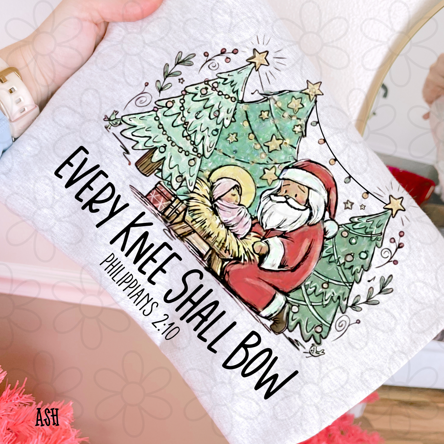 Every Knee Shall Bow Santa DTF Transfer