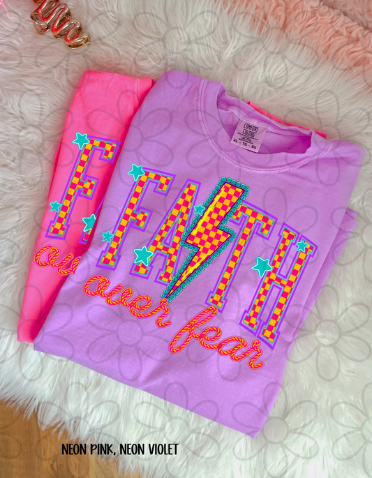 Faith Over Fear Checkered Kids Completed Tee