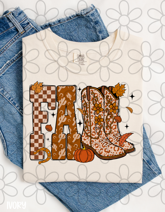 Fall Leopard Boots Kids Completed Tee