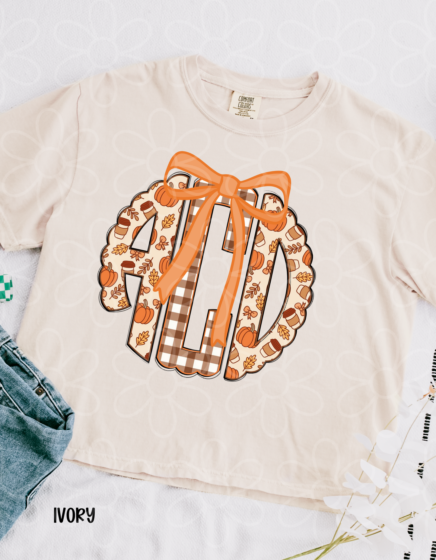 Fall Plaid Monogram Kids Completed Tee