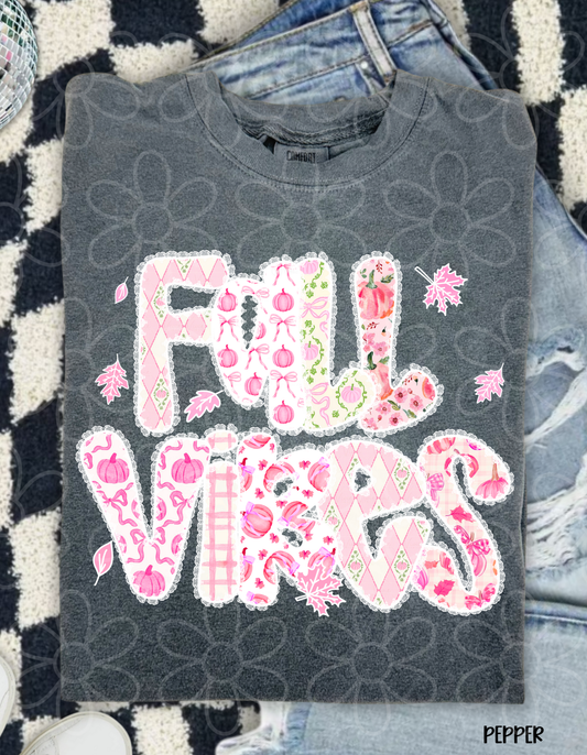 Fall Vibes Pink Coquette Completed Tee