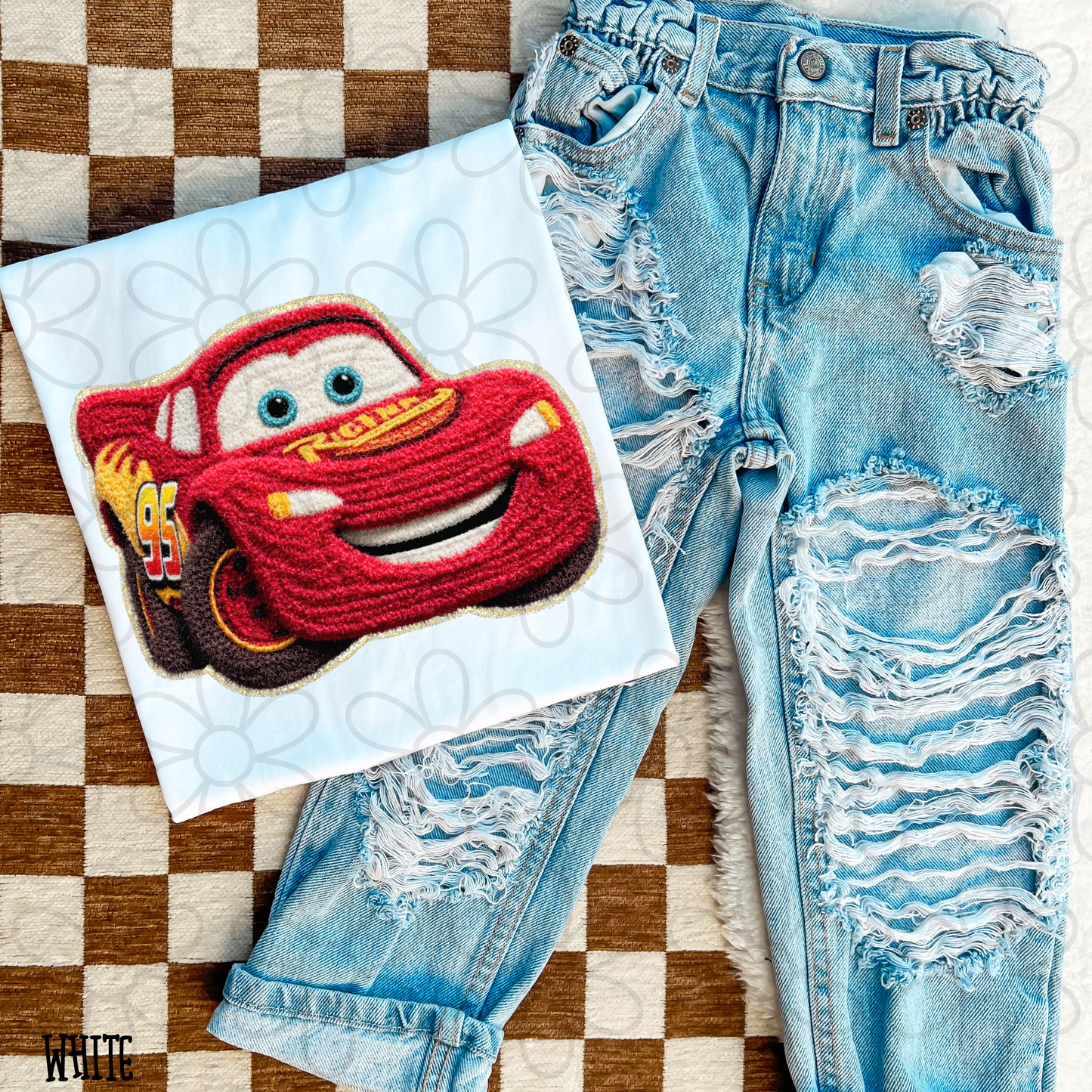 Faux Lightning McQueen Kids Completed Tee