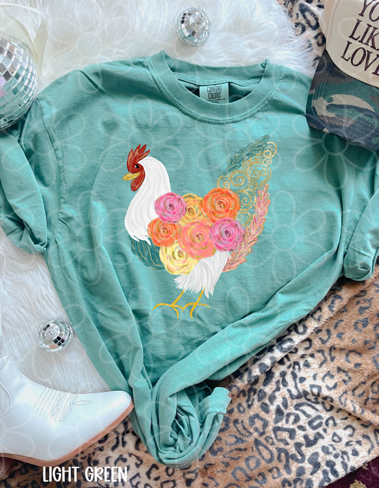 Floral Chicken Kids Completed Tee