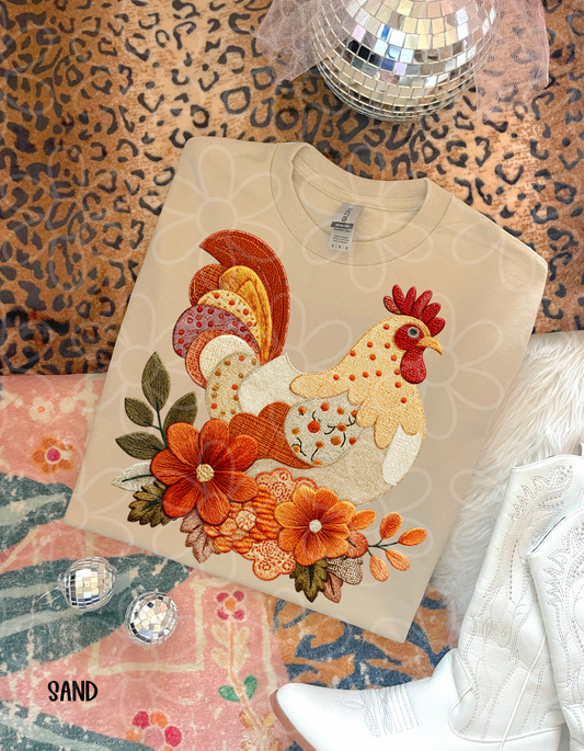 Floral Fall Chicken DTF Transfer
