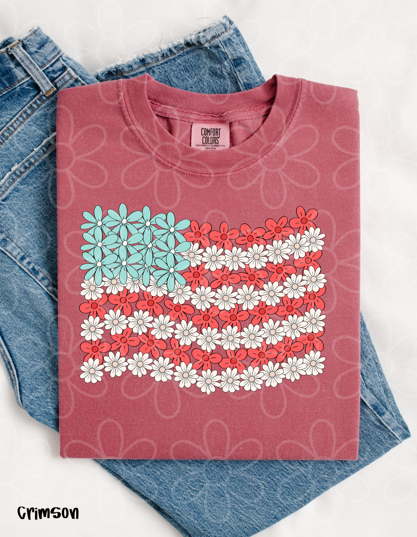 Floral USA Flag DTF Transfer