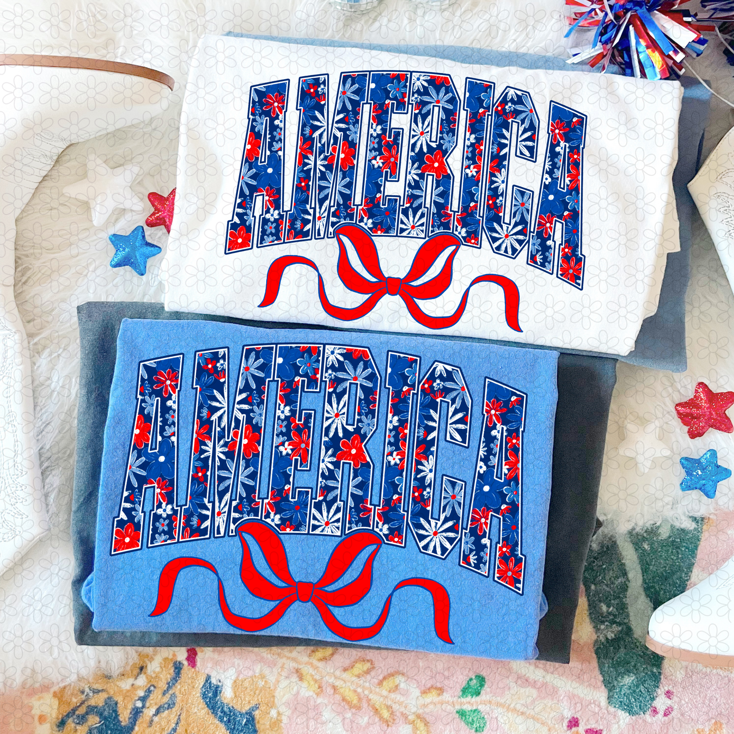 Floral America DTF Transfer