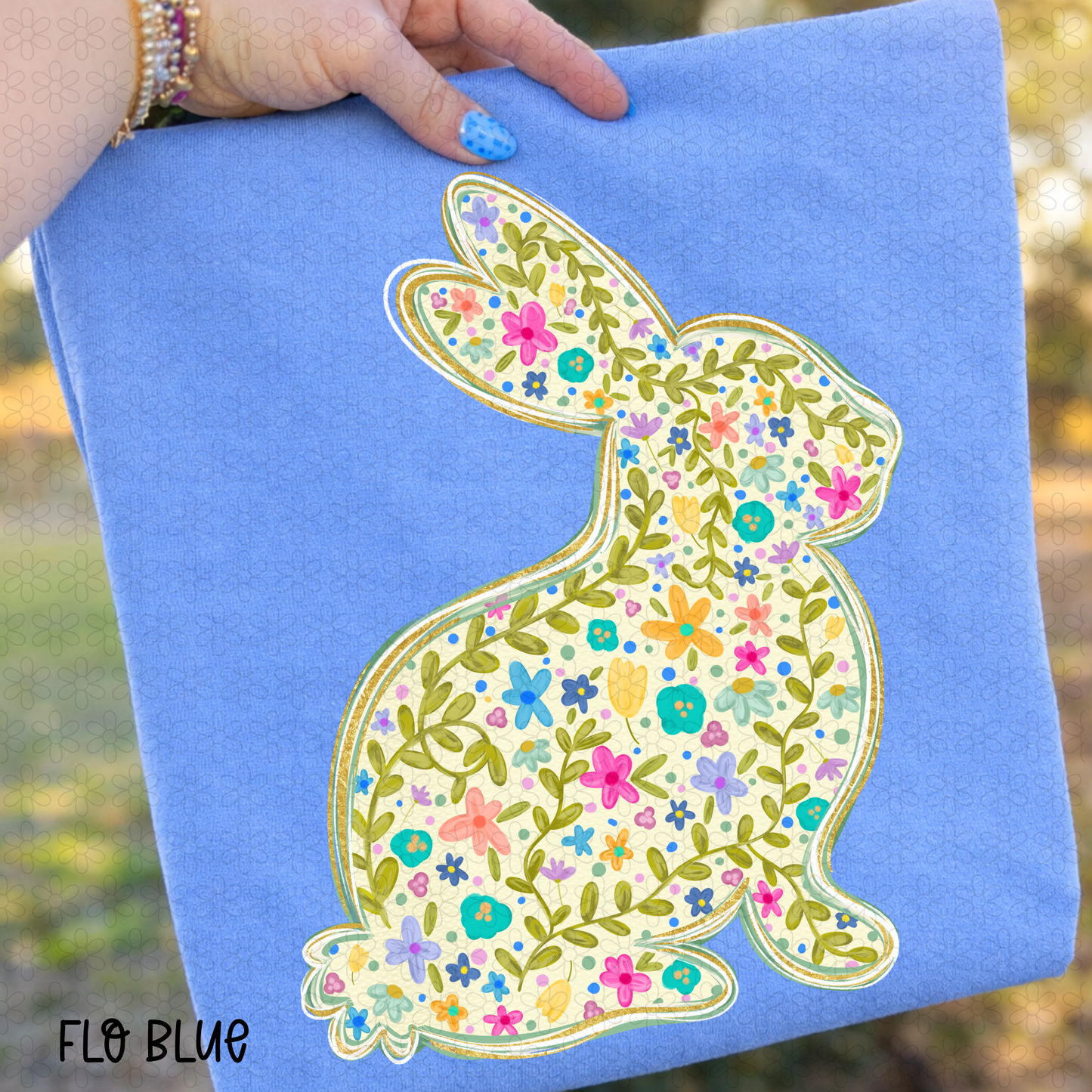 Floral Pattern Bunny DTF Transfer