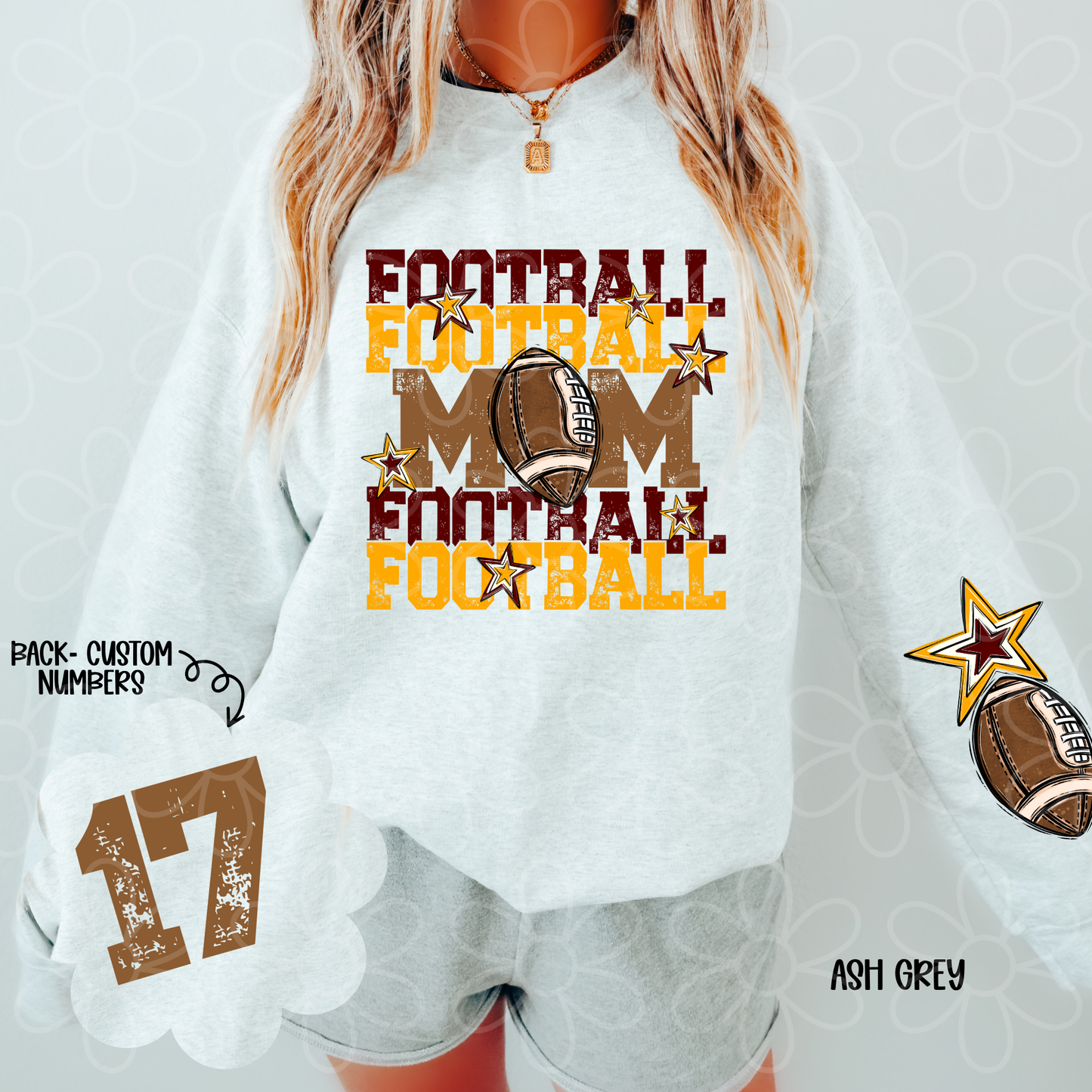 Football Mama Custom Number (Multiple Color Options) Completed Tee