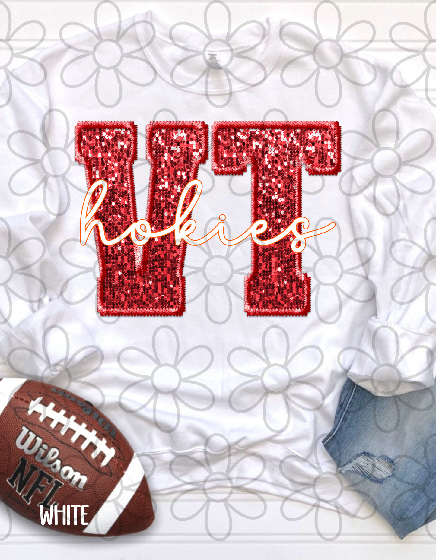 Football Team Sequins (Multiple Options) Kids Completed Tee
