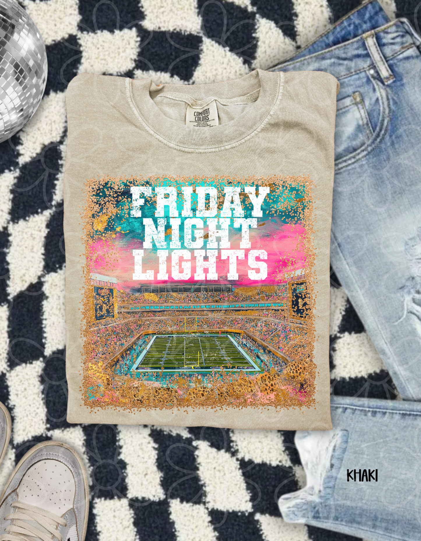 Friday Night Lights Gold Glitter Completed Tee