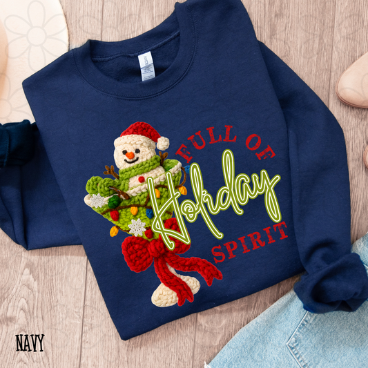 Full Of Holiday Spirit Snowman Martini Completed Tee