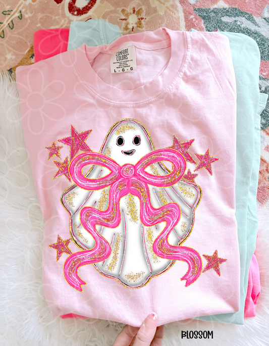 Ghost Pink Coquette Bow Kids Completed Tee