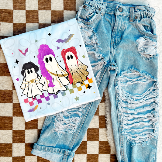 Ghost Trio Colorful Checkered Kids Completed Tee