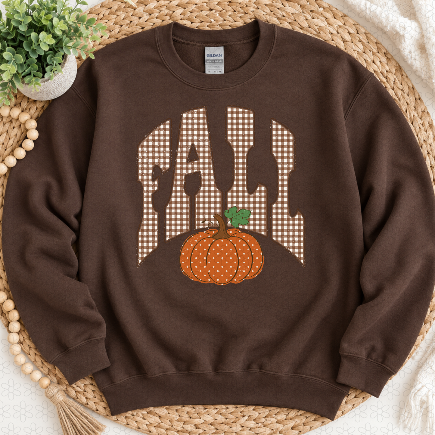 Gingham Fall Pumpkin DTF Transfer