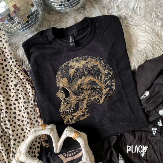 Gold Side Skull DTF Transfer