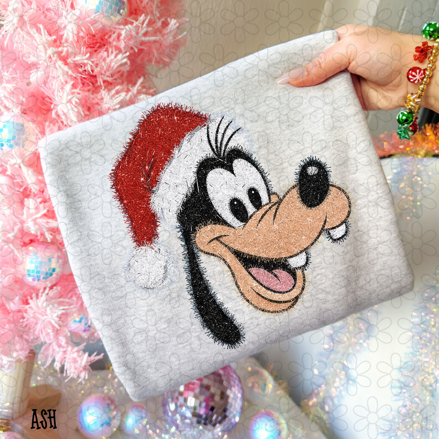 Goofy Santa Hat Tinsel DTF Transfer