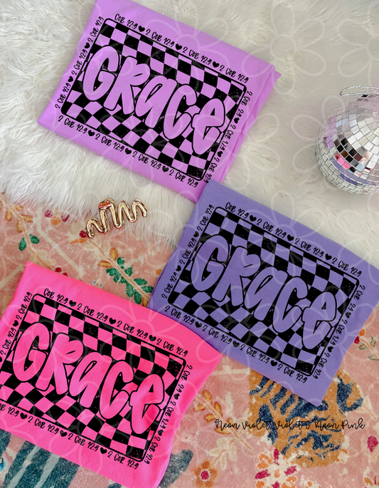 Grace Checkered Kids Completed Tee