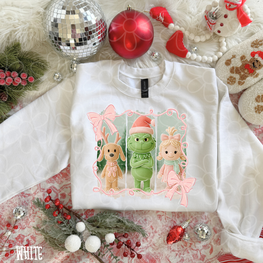 Grinch Pink Bows Kids Completed Tee