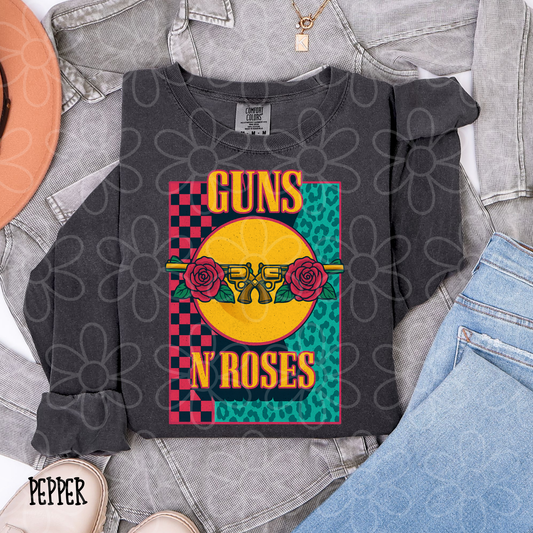 Guns N Roses Leopard Checkered Completed Tee