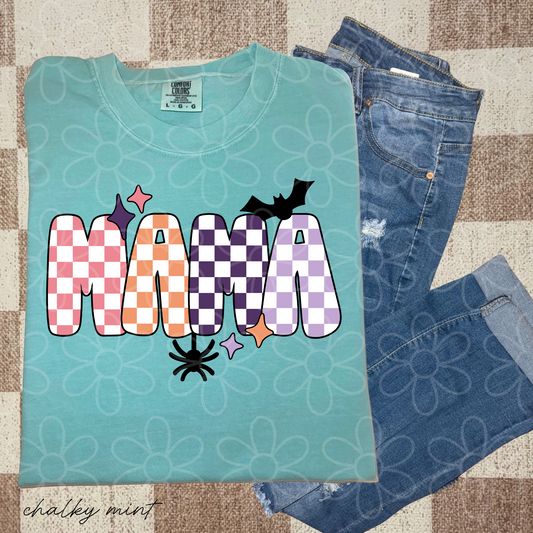Halloween Checkered Mama Kids Completed Tee