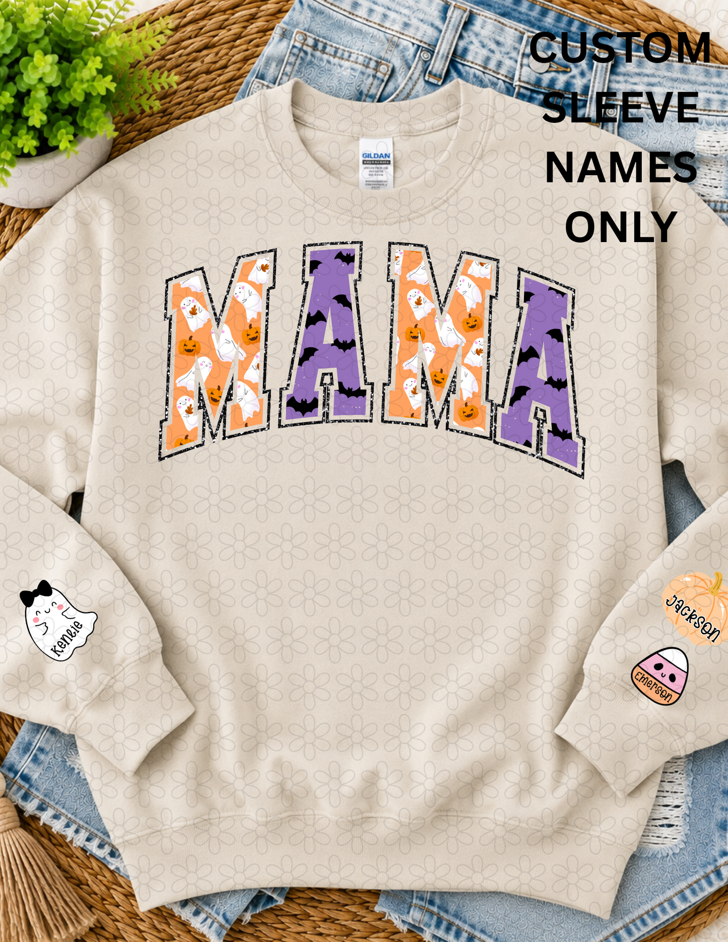 Halloween Mama Custom Name Sleeves DTF Transfer