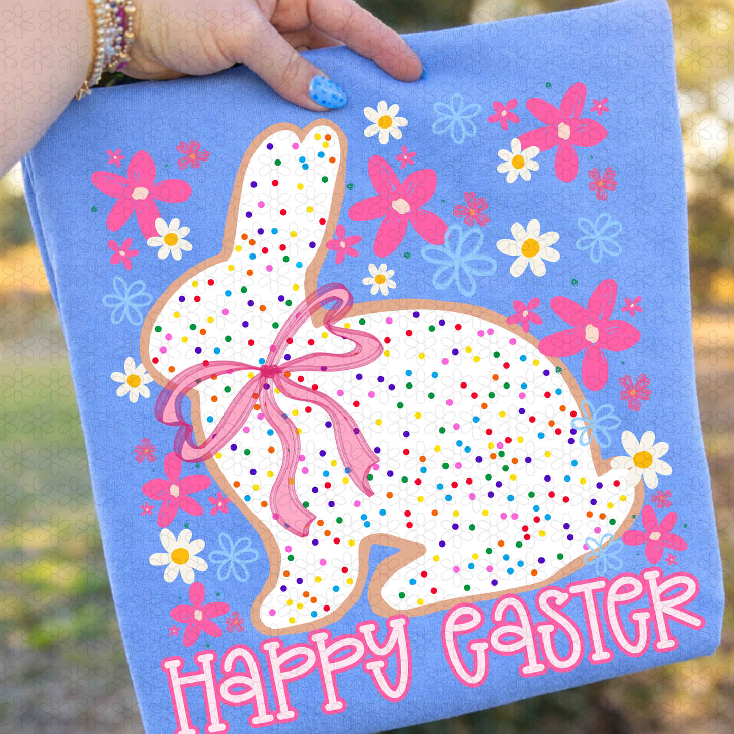 Happy Easter Floral Bunny DTF Transfer