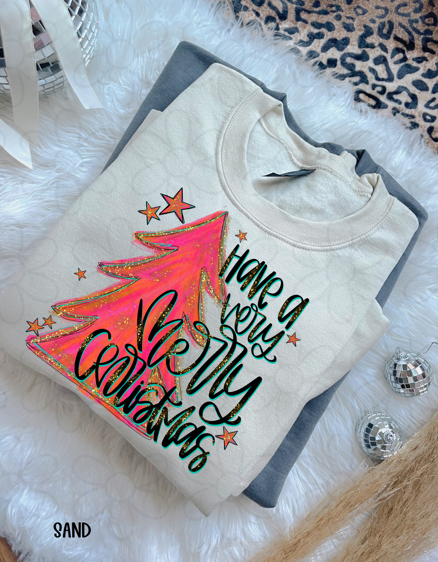 Have A Very Merry Christmas Pink Gold Tree DTF Transfer