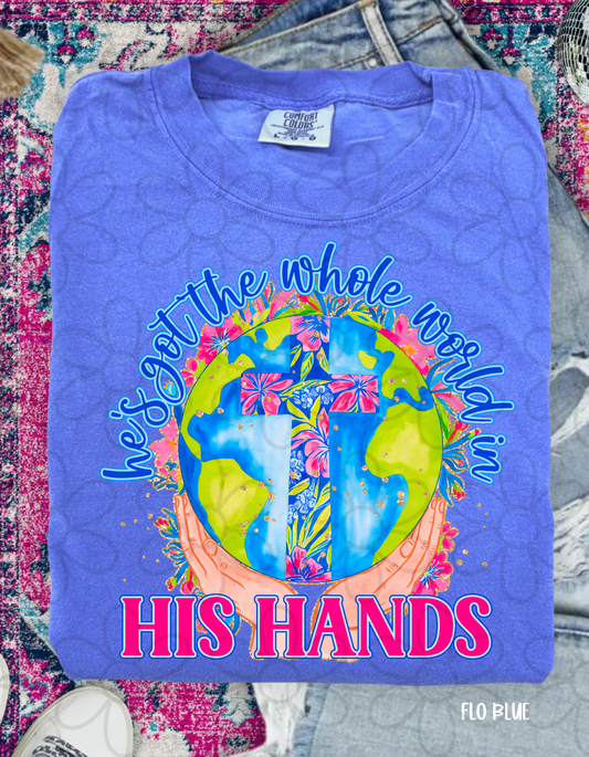 He's Got The Whole World In His Hands Cross Kids Completed Tee