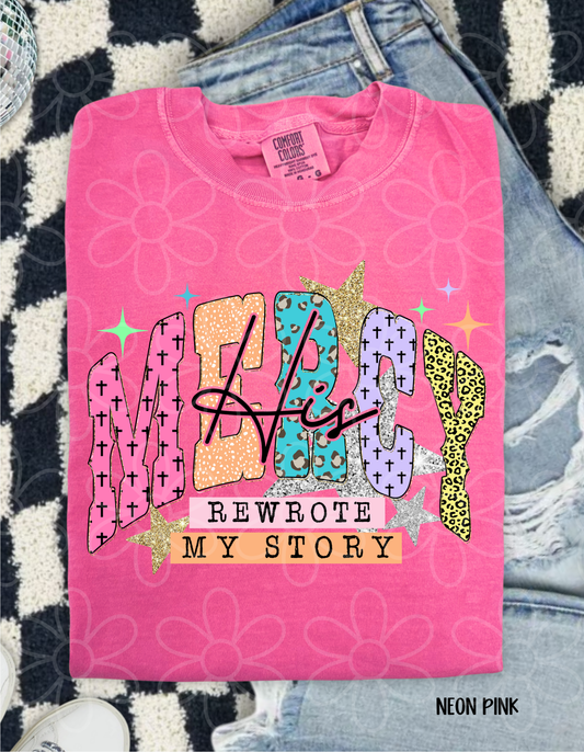 His Mercy Rewrote My Story Kids Completed Tee