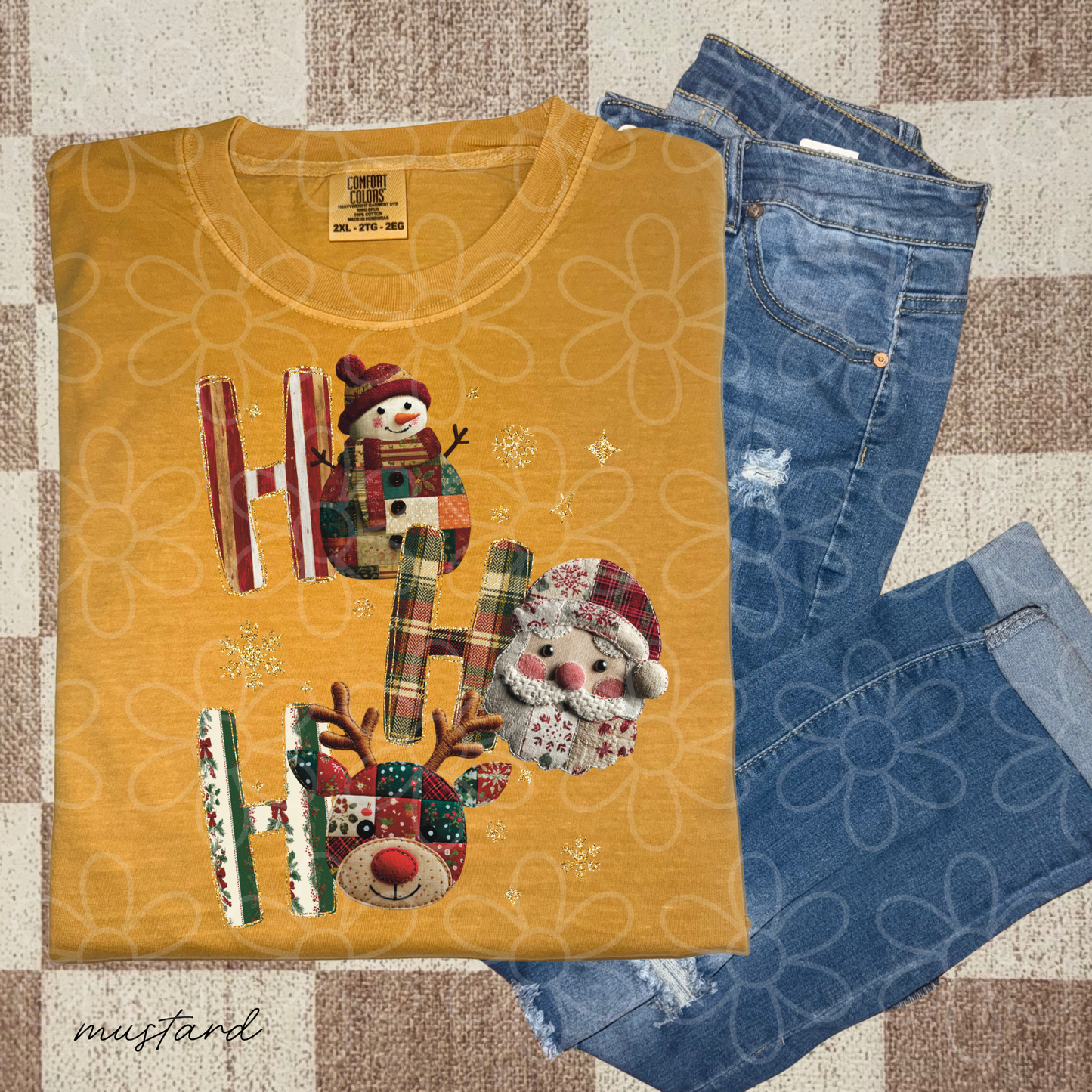 Ho Ho Ho Snowman Santa Reindeer Completed Tee