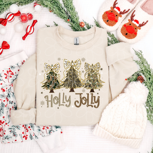 Holly Jolly Camo Christmas Trees Completed Tee