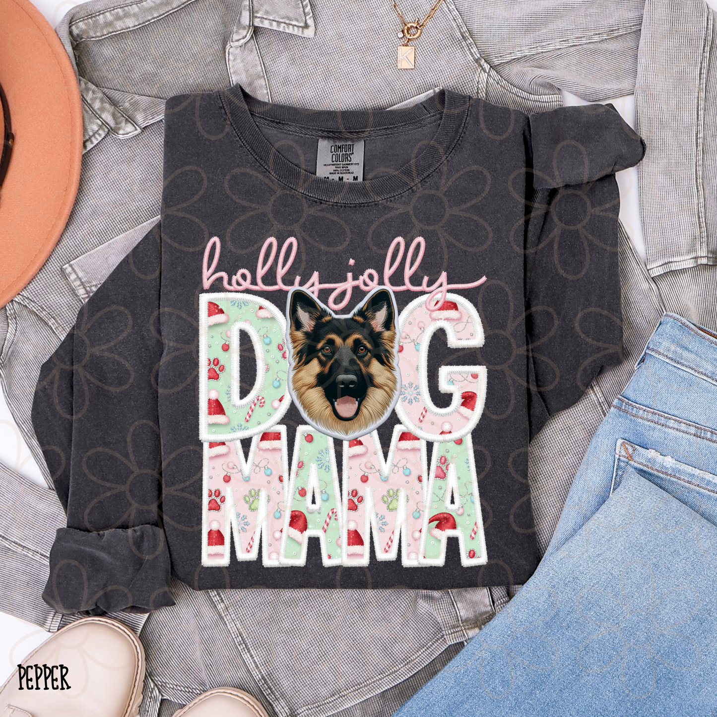 Holly Jolly Dog Mama (Multiple Options) Completed Tee