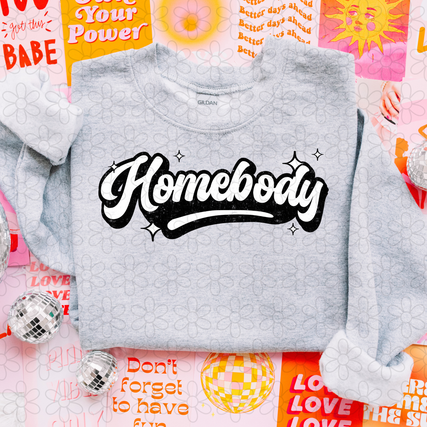 Homebody White Black DTF Transfer