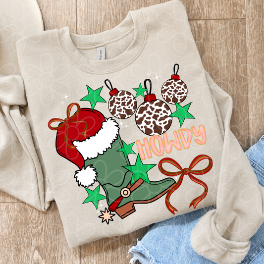 Howdy Christmas Boots Completed Tee