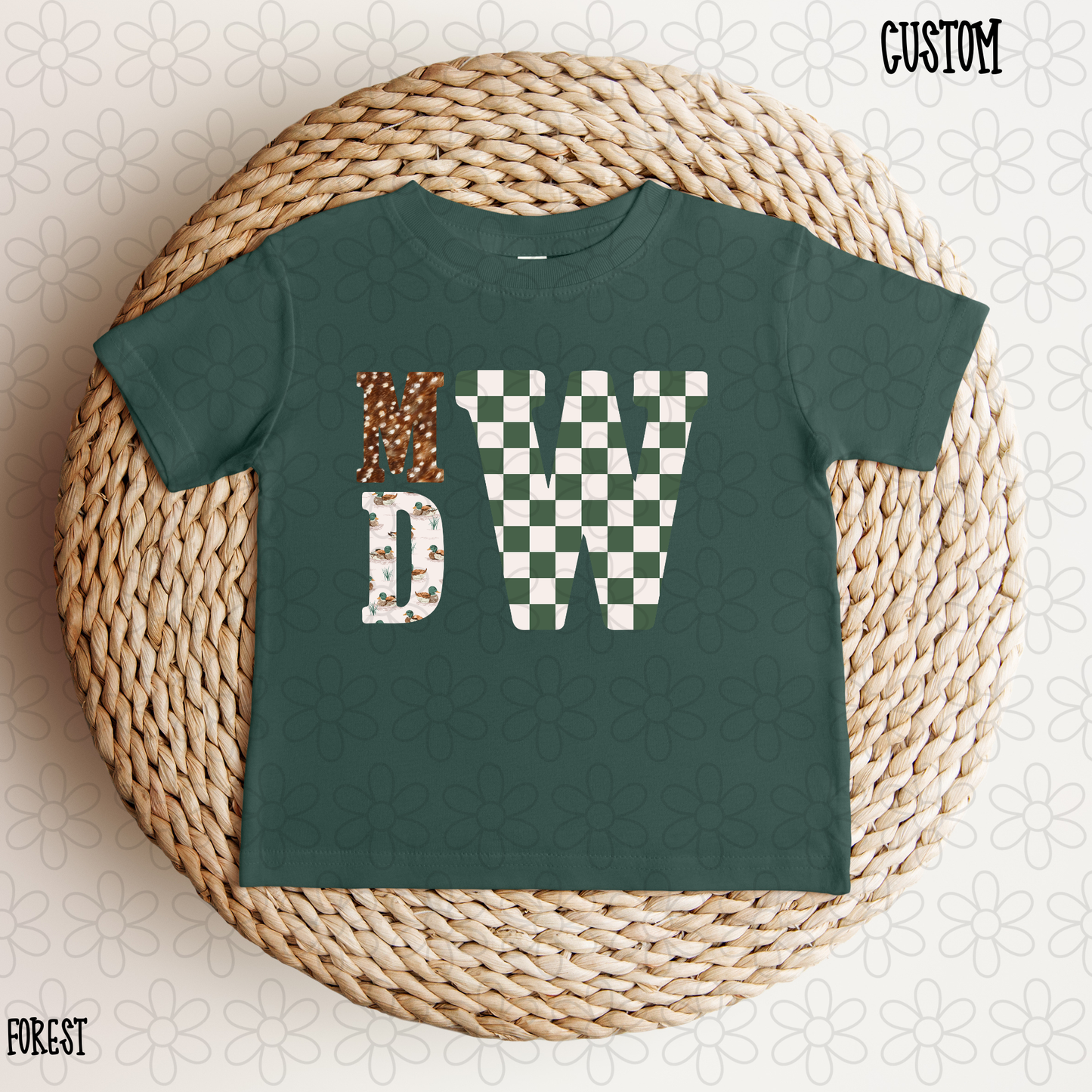 Hunting Green Camo Custom Initials DTF Transfer