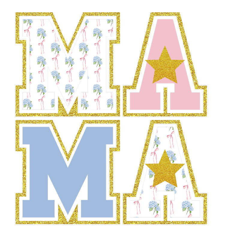 Blue Hydrangeas Pink Bow Mama Completed