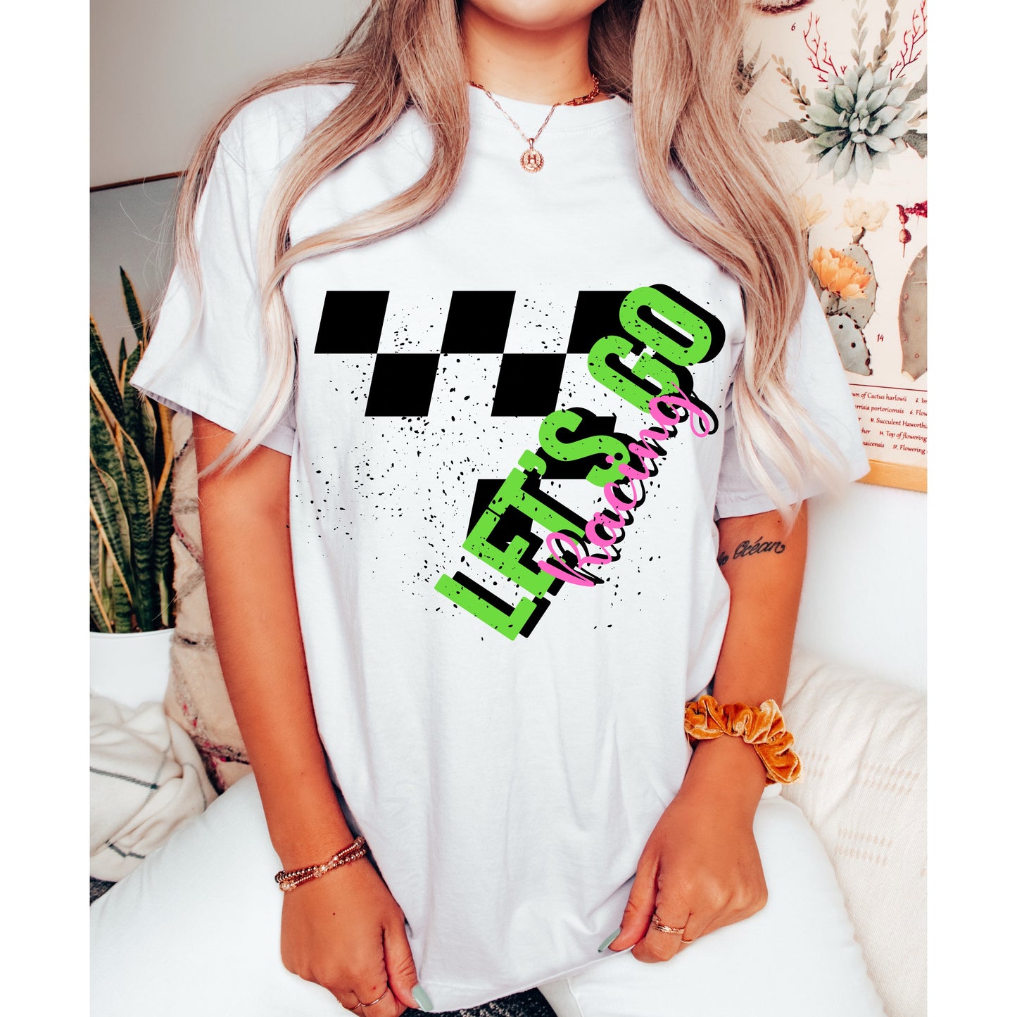 Green Pink Lets Go Racing Transfer only