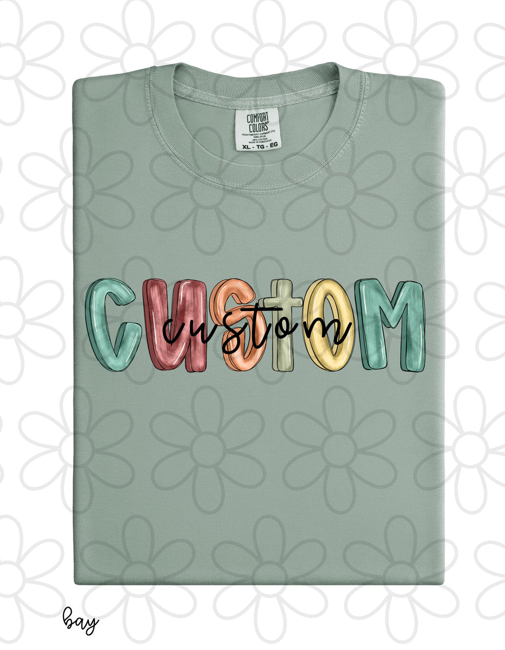Custom Cursive Neutral Ombre Names Completed Tee