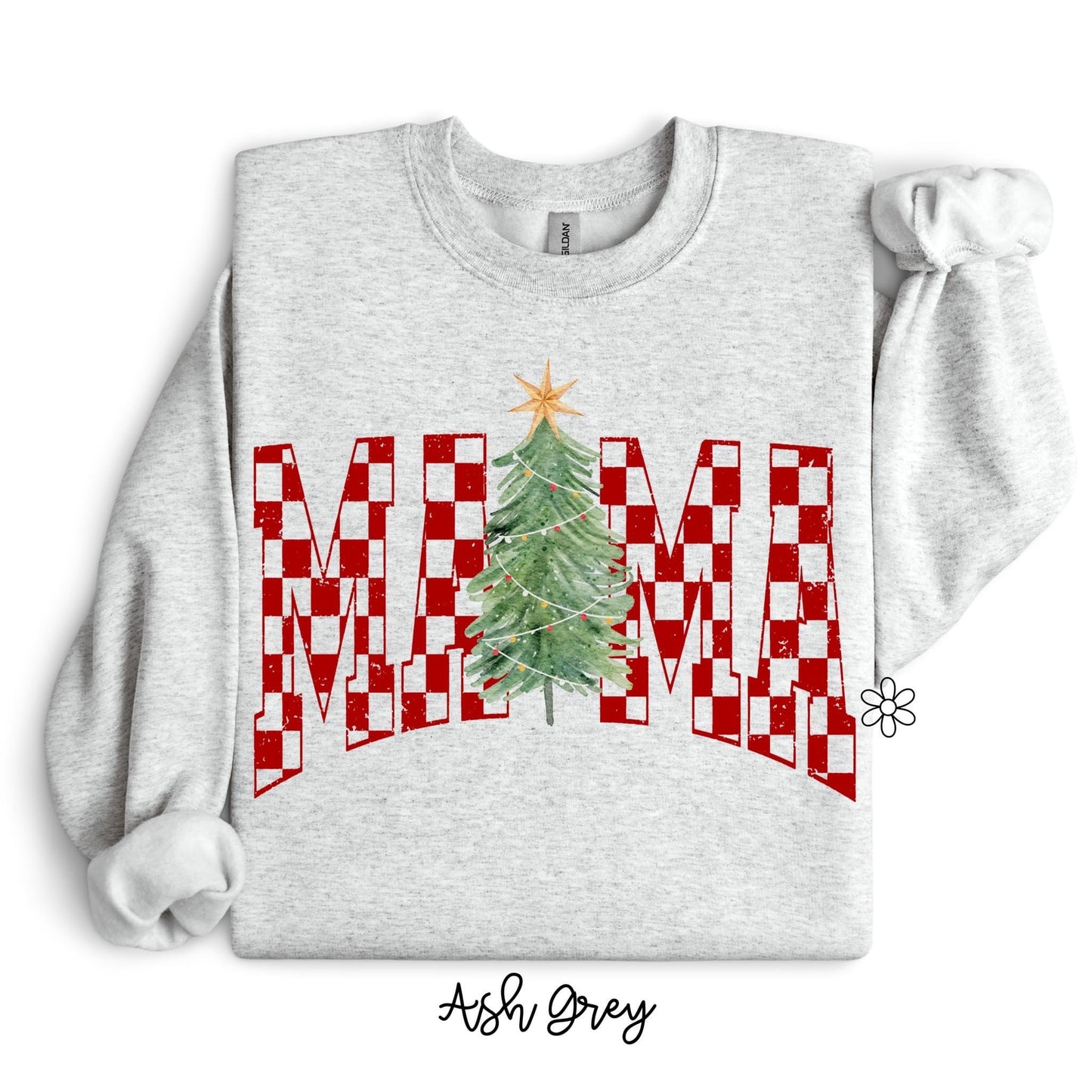Red Check Mama Tree Completed Tee