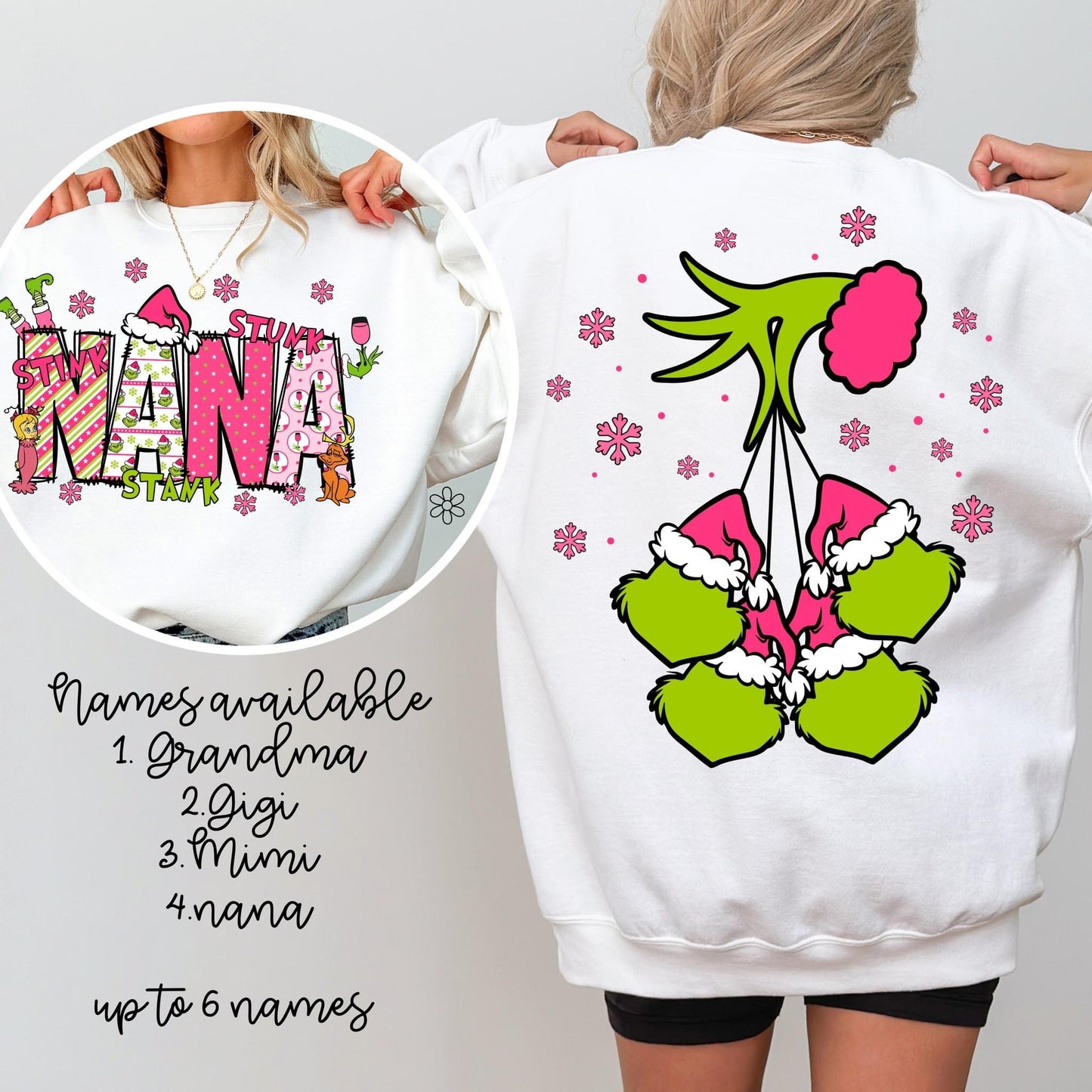 Grinch Custom Name Front & Back Kids Completed Tee