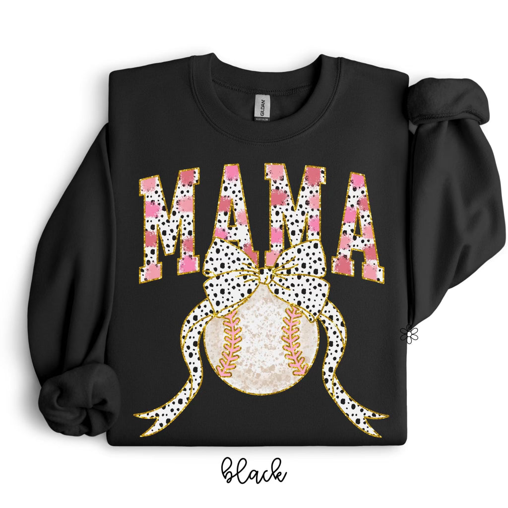 Glitter Baseball Coquette Mama Completed Tee