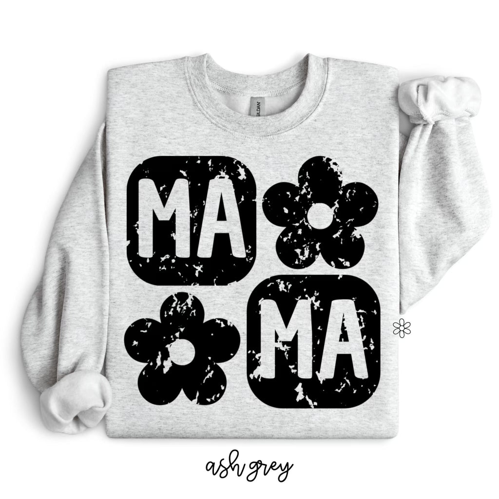 Distressed Mama Floral Completed Tee