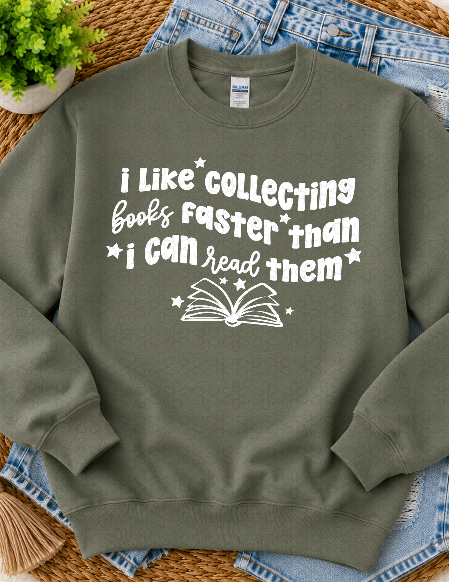 I Like Collecting Books Faster Than I can Read Them (Multiple Colors) DTF Transfer