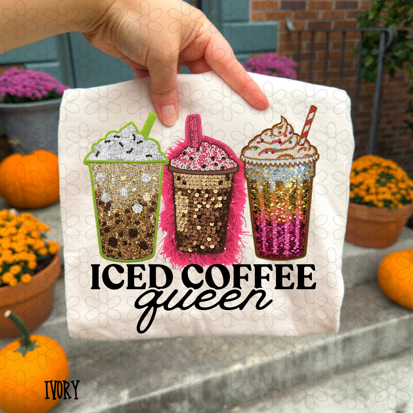 Iced Coffee Queen Sparkles DTF Transfer