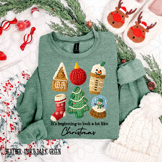 It's Beginning To Look A Lot Like Christmas Knit Kids Completed Tee