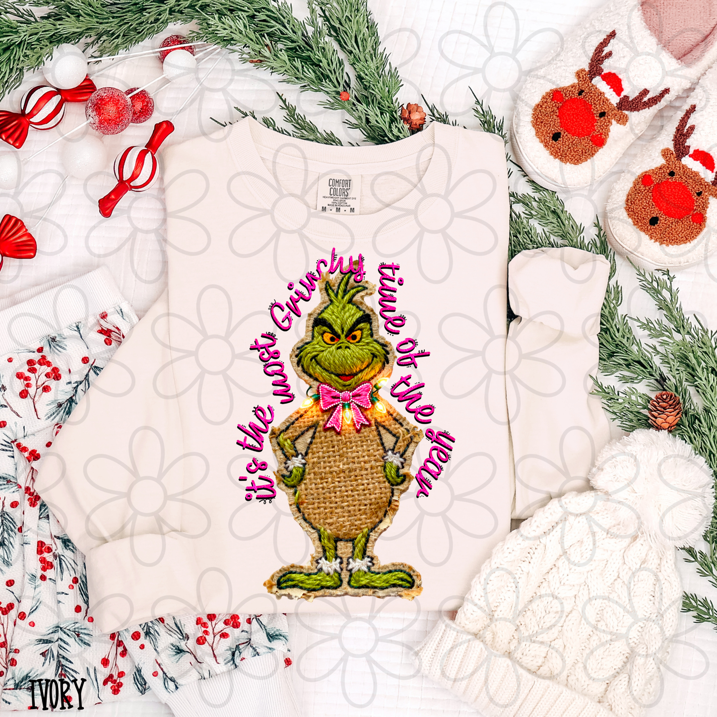 It's The Most Grinchy Time Of The Year Pink Kids Completed Tee