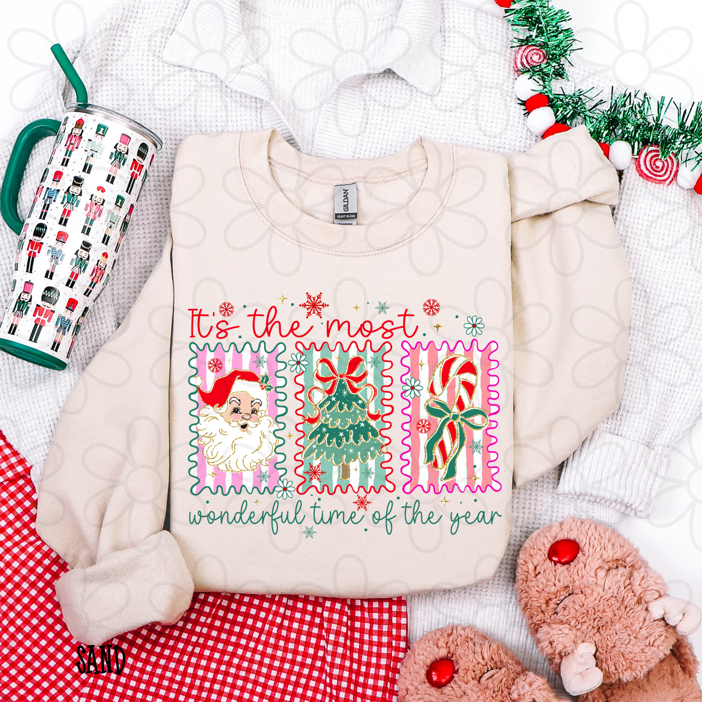 It's The Most Wonderful Time Of Year Christmas Stripes DTF Transfer